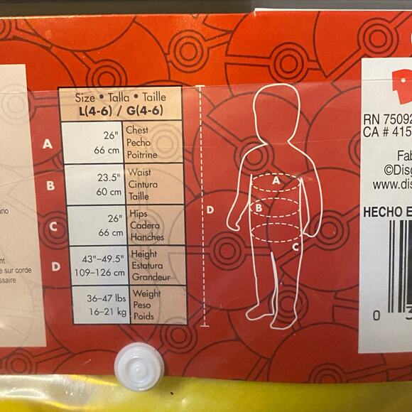 Pokemon Pikachu Kids Costume Officially Licensed Large 4-6 NEW - Picture 9 of 10